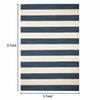 Imperial Knots Ivory Blue Striped Hand Woven Dhurrie 5x8 Feet