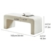 Wooden Twist Soft Furry Boucle Upholstered Ottoman Bench in White Colour