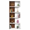 BLUEWUD Novebuk Engineered Wood Bookshelf Cabinet Book Rack Organizer Book Case with Shelves for D�cor Display Wall Mount Floor Standing for Home Library (Brown Maple & White)