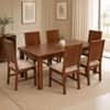 Globally Indian Aurelie Solid Sheesham Wood 6 Seater Dining Table Set 6 Chairs Beige