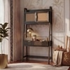Strava Solid Wood and Cane Study Unit in Dark Chestnut Finish