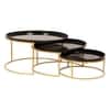 Round Buffet Platter Set Of 3 In Black And Gold Colour
