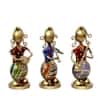 Desert Art Metal Handpainted Lady Musician Showpiece Set of 3