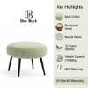 Doe Buck Luna Boucle Round Ottoman Stool in Sage Colour with Black Metal Legs