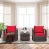 Carry Bird Wicker Patio Furniture Outdoor Balcony Chairs In Brown And Red Colour