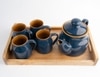 Midnight Bloom Blue Tea Set with Serving Tray