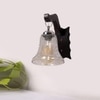Devansh Solid Wood Electric Wall Light in Brown Colour with Transparent Shade Count of 1 Light