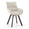 Zaida 6 Seater Dining Table With Set Of 6 Bren Swivel Dining Chairs (Colour- Ivory, Finish- Glass)