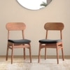 Lunar Solid Wood Dining Chair Set of 2 In Honey Finish With Urban Grey Fabric Colour