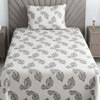 Black And White Floral 330 Tc  Cotton Flat  Single Bed Size Bedsheet With 1 Pillow Cover