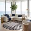 Jaipur Rugs Striped Wool 6x6 Feet Ebony And White Dhurrie Carpet For Living Room And Home