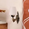 Devansh Metal Electric Wall Light in Antique Gold Colour with White Shade Count of 1 Light