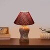 Devansh Conical Maroon Jute Shade Lamp With Wood & Mosaic Glass Base For Decoration/Office/Home/Gifting/Study For Decoration/Office/Home/Gifting/Study -(10X10X14.5) Inches -A
