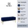 Doe Buck Velvet Tufted Storage Bench in Blue Colour with Gold Legs