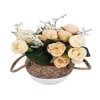 Artificial Yellow Roses With A Ceramic Pot