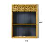 Mustard Colour Solid Wood Handcarved Pitambara Floating Wall Shelf With 2 Compartment by DisooFashions
