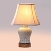 Devansh Off-White Cotton Rectangular Shade Lamp With Wood & Mosaic Glass Base For Decoration/Office/Home/Gifting/Study For Decoration/Office/Home/Gifting/Study