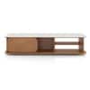 Nami Solid Wood And Banswara Marble TV Cabinet In White Oak Finish