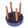 Nayla Solid Wood Stool in Indigo Patch Kantha Fabric