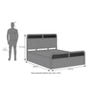 Hanoi Solid Wood Cane Queen Size Hydraulic storage Bed In Amber Walnut Finish Fabric Davis Plus