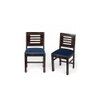 Rosslyn Sheesham Wood Set of 2 Dining Chairs in Mahogany Finish & Navy Blue Velvet Cushion Seat