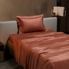 Stoa Paris 300 TC Satin Bedsheet Single Bed with Pillow Covers in Melted Caramel