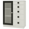 Rivera Crockery Unit-cum-Chest of Drawers with 5 Drawers and Toughened Glass Ivory - Carbon Black