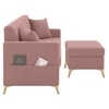 Convil Velvet L Shape 4 Seater Sofa in Pink Color