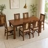 Globally Indian Corinne Solid Sheesham Wood 6 Seater Dining Table Set 6 Chairs Beige