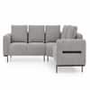 Milo Ergonomic Modular Corner Sectional Sofa 6 Seater Black Metal Legs Grey