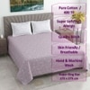 Lavender And White  Floral Cotton 400 Tcflat  Super King Size Bedsheet With 2 Pillow Covers