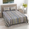 Zeke Multicolor Geometric 400 TC Cotton Flat Super King Size Bedsheet with 2 Pillow Covers – Threads