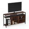 Duskin Engineering Wood Floor Standing Tv Entertainment Unit In Brown Maple Finish