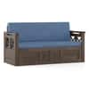Bram 3 Seater Pull Out Sofa cum Bed In Danish Walnut Finish Baltic Blue Colour