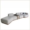 Auracurve Wood 5 Seater With Upholstery Non Storage Sofa In Grey Colour