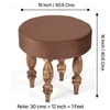 Roswell Sheesham Wood   Round Set of 2 Stools in Taupe Brown Velvet Upholstery