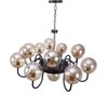 Eliante Chandelier, Champaign Glass Shades, 13-Light, Mild Steel, Modern Ceiling Light Fixture