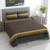 Mustard Geometric 400 Tc Cotton Flat  Super King Size Bedsheet With 2 Pillow Cover