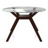 Wesley - Dalla 4 Seater Round Glass Top Dining Table Set (Colour- Grey , Finish- Dark Walnut)