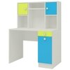Minerva Kids Study Desk with Drawer Cabinets and Built in Bookshelf in Lime Yellow Azure Blue Colour