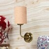 Devansh Metal Electric Wall Light in Gold Colour with Beige Shade Count of 1 Light