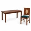 Globally Indian Elodie Solid Sheesham Wood 6 Seater Dining Table Set 6 Chairs Teal Blue