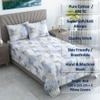 White And Blue Floral Cotton 400 Tc  Flat  Single Bed Size Bedsheet With 2 Pillow Covers