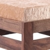 Amber Sheesham Wood Foot Stool in Teak Finish with Velvet Cream Cushion