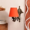 Devansh Metal Electric Wall Light in Antique Gold Colour with Orange Shade Count of 1 Light