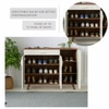 BLUEWUD Kaspen Engineered Wood Dual Tone 3 Doors Shoe Rack Cabinet Slipper Footwear Stand Organizer Sideboard with Drawer for Living Room Home 16 Pairs (Walnut & White)