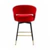Doe Buck Mixoy Velvet Bar Stool in Emerald Red Colour with Gold Accents