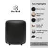 Doe Buck Mary Leather Round Ottoman Stool in Black Colour