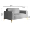 Josbert Velvet 2 Seater Sofa In Grey Colour