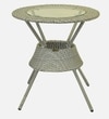 Griffith Wicker Table And Chair Set In White And Black Dual Tone Finish